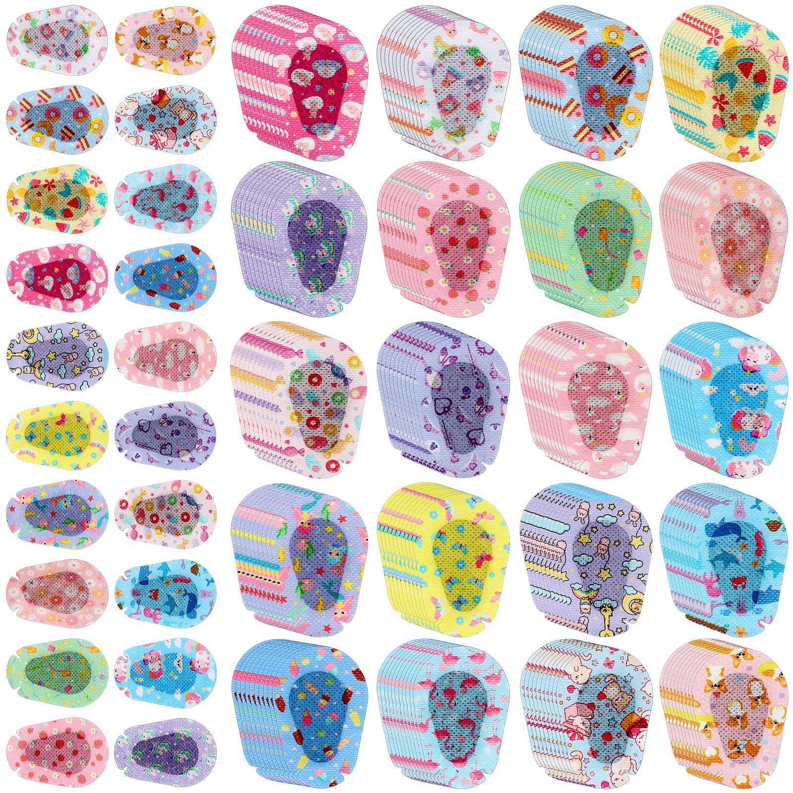 200 Pcs Adhesive Eye Patches for Kids Girls Cute Toddler Eye Patch Bulk Colorful Breathable Lazy Patch Cartoon Adhesive Bandages for Children Baby Light Blocking, 20 Styles, 3 x 2 Inches