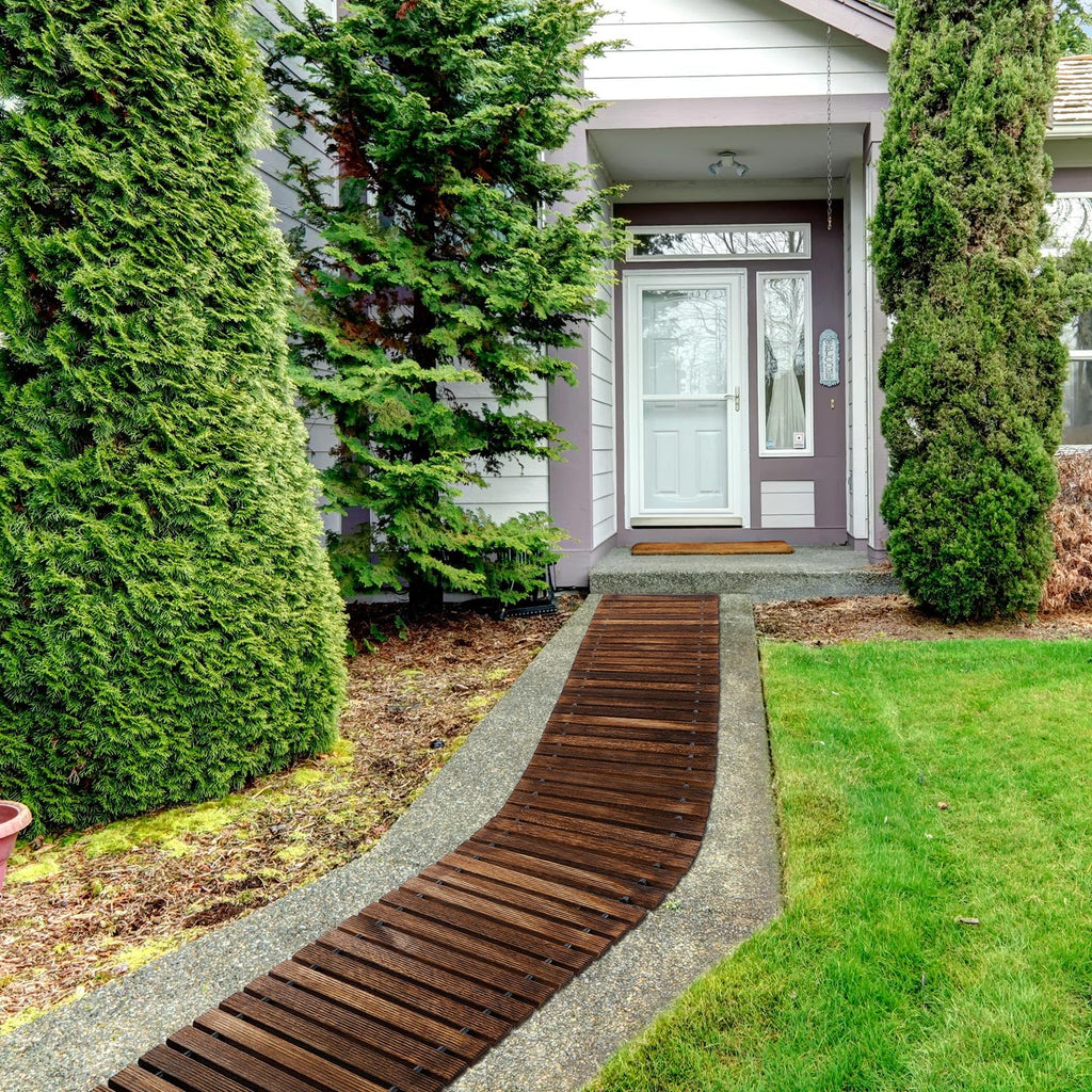 Landical 24ft Wooden Garden Pathway Walkway, Roll Out Outdoor Path,Brown