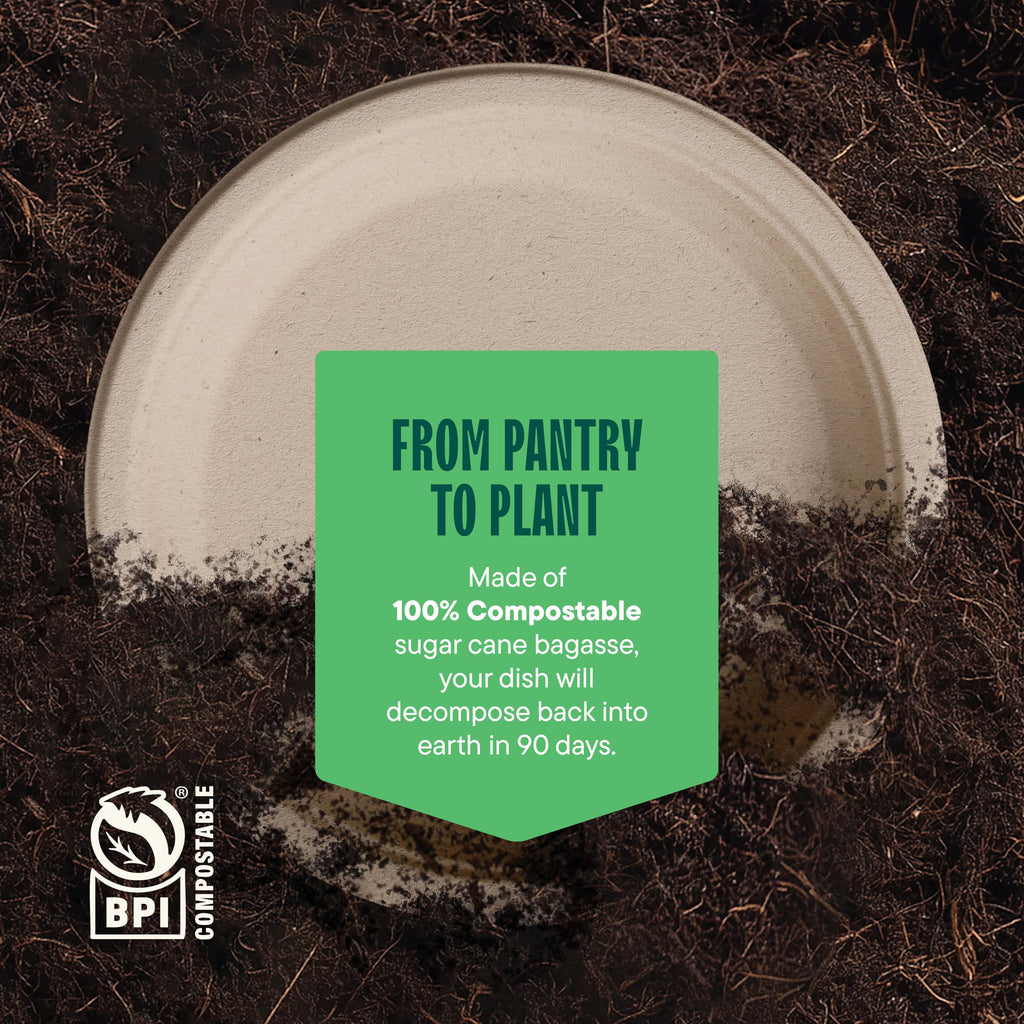 Paper Plates, 100% Compostable Heavy Duty Disposable 10 Inch Plate - [125-Pack] Eco-Friendly, Biodegradable Bagasse - (PFAS-Free) - (BPI Certified)