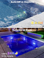 APONUO 4 Pack Solar Pool Lights, Pool Solar Lights for Above Ground Pools with Remote, IP68 Waterproof, RGB Color Changing Solar Powered Pools Light for Pond, Fountain,Yard (Gray)