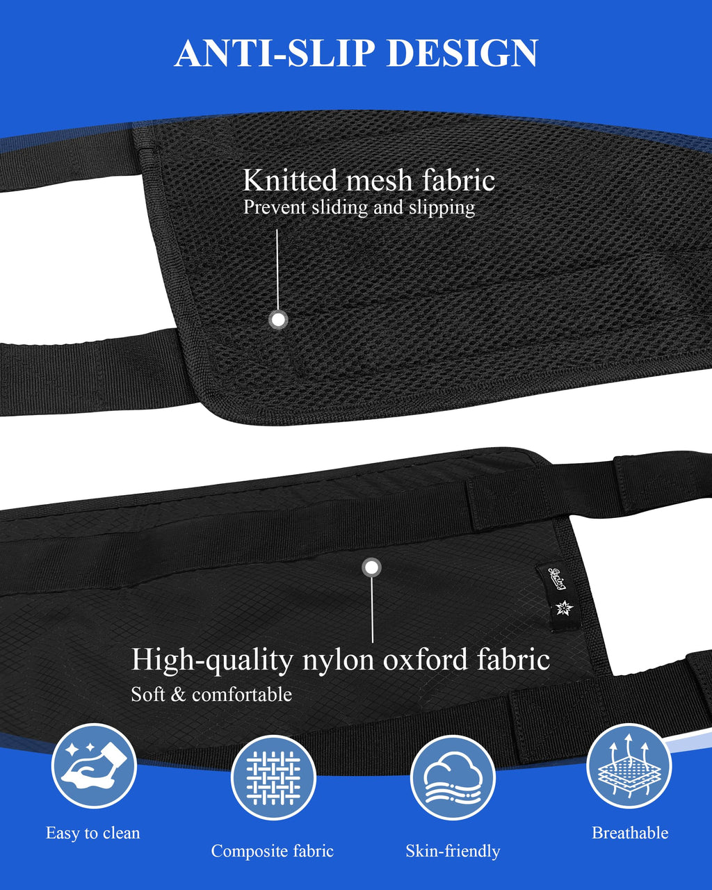 SPRING SEAON Transfer Sling - Essential Transfer Belt Lifting Strap for Elderly and Disabled with Mobility Aids- Lift Assist Gait Belts for Seniors for Home, Hospital, Nursing Care (Black)
