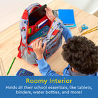 Bentgo Kids Backpack - Lightweight 14” Backpack in Fun Prints for School, Travel, & Daycare, Ideal for Ages 4+, Roomy Interior, Durable & Water-Resistant Fabric, & Loop for Lunch Bag (Trucks)