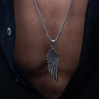Made by Nami Pendant Necklace for Men 23" Gold & Silver Cuban Link Chain with Pendants for Men High-Quality Stainless Steel Necklace Premium Jewelry Gift for Him (Vikings Wing)