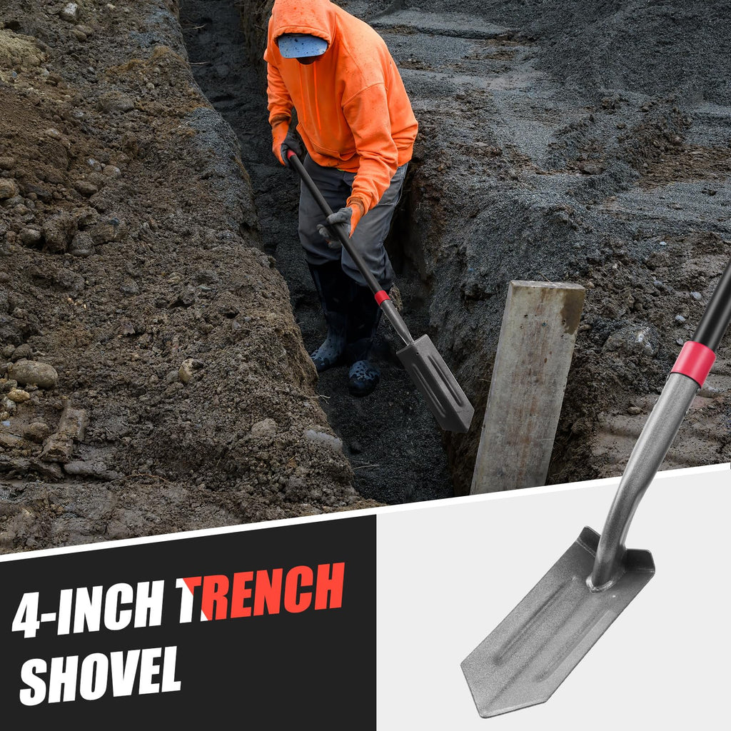 HANTOP 4-in Sharpened Blade Trench Shovel with Fiberglass Handle 57 inches
