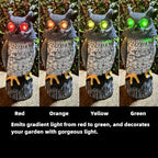 Ugold Solar Powered Garden Owl with Motion Detection, Rotating Head, Realistic Hoots and Silent Mode, Outdoor Statue and Sculpture, Owl Decoration for Home, Garden, Patio and Lawn