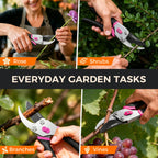 VOTREK® 8.5" Bypass Pruning Shears, Jam-Proof Spring Clippers for Roses