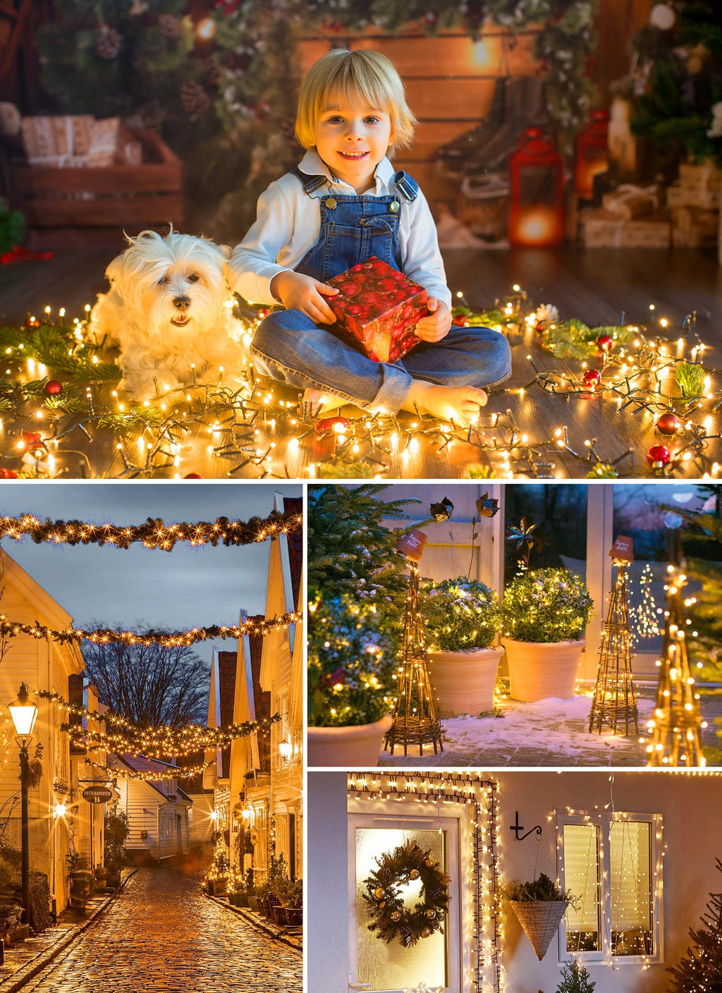 Solar String Lights Outdoor, 2 Pack Total 80FT 200 LED Solar Powered String Lights with 8 Lighting Modes, Waterproof Patio Lights, Solar Lights for Outside Tree Garden Balcony Gazebo Party, Warm White