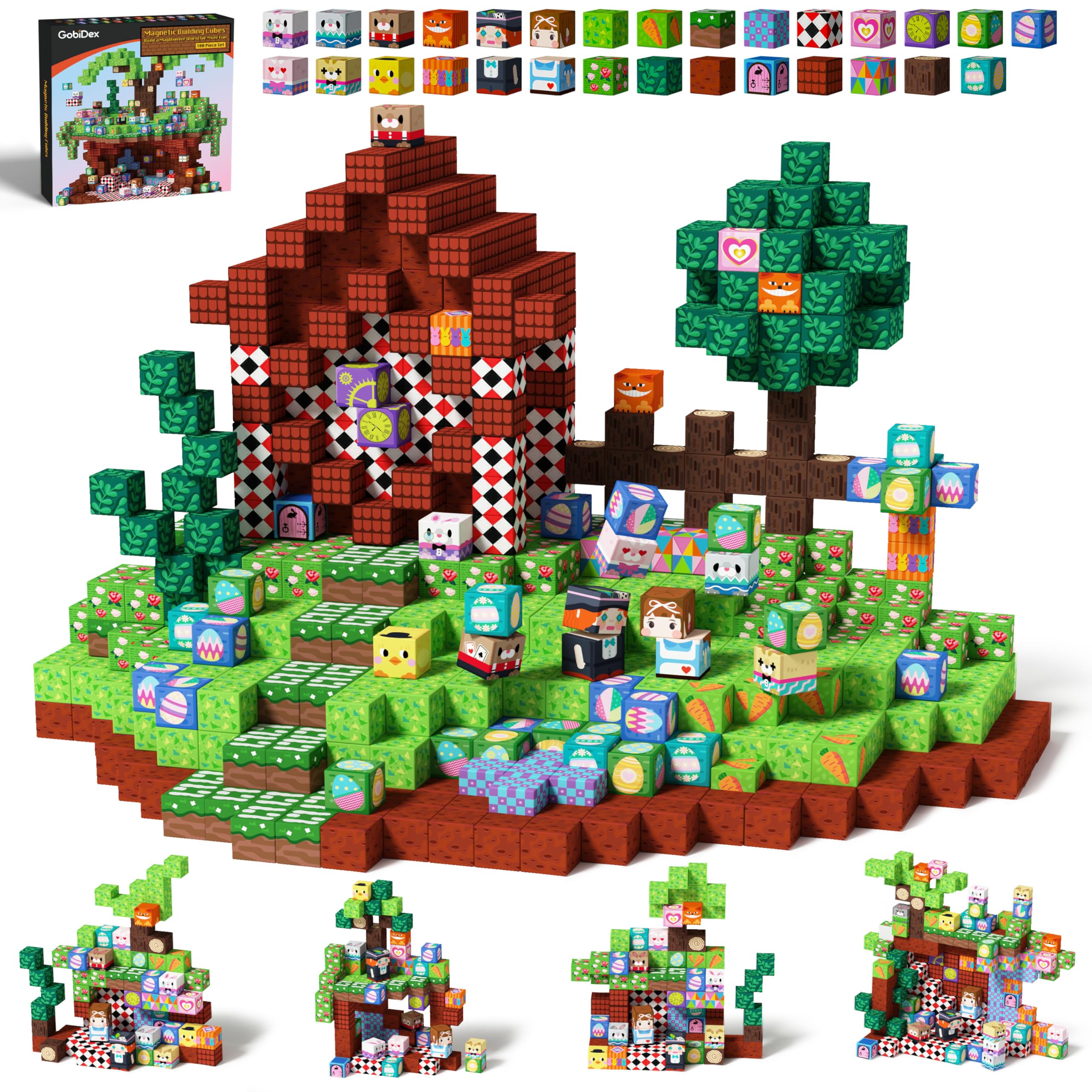 GobiDex 100PCS Magnetic Blocks Kids Building Toys for Boys Girls 3+, Game-Based Build MagWonder with Magnet Construction Toys, STEM Sensory Gift for Birthday