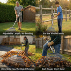 Metal Bow Leaf Rake with 25 Steel Teeth & 68" Stainless Steel Handle