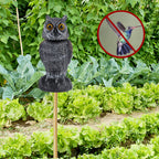 Hausse 2 Pack Fake Owl Decoys to Scare Birds Away, Rotating Head Plastic Owl Bird Deterrents, 10.6 Inch Height Bird Scarecrow Nature Enemy Horned Pest Repellent for Outdoor Garden Yard