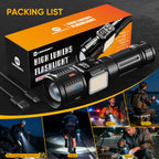 lesusnicy Rechargeable Flashlights High Lumens 100,000, Super Bright LED Flash Light Long Lasting USB C LCD Display, Dual Light Source & Buttons with Red Light, for Camping Hiking Emergency Home Gift