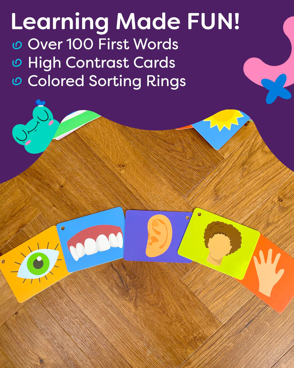 100 First Words Flash Cards – High Contrast Picture Flashcards – Educational Learning for Speech and Early Vocabulary Featuring Animals, Food, Transport, Family, Clothes and More