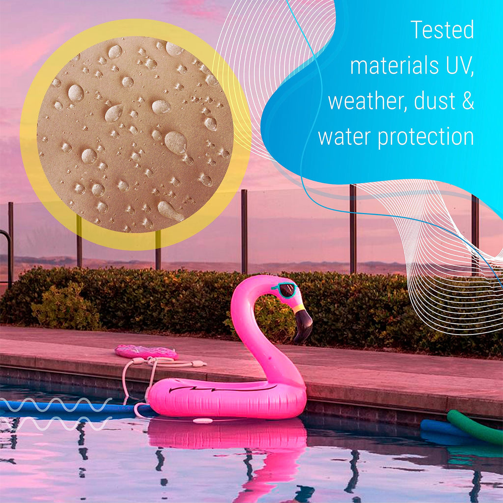 Solar Reel Cover for Winter Storage, Up to 20 Ft Inground Swimming Pool Solar Blanket Covers, Water & UV Resistant 420D Oxford Fabric Blanket with Drawstring for Outdoors, Beige