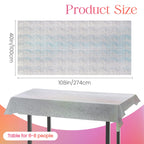 8 pcs Silver Holographic Tablecloths Shiny Disco Laser Table Cloths 40" x 108" Iridescence Plastic White Table Cover for Birthday Party Decoration Wedding Christmas Winter Grad Party Supplies
