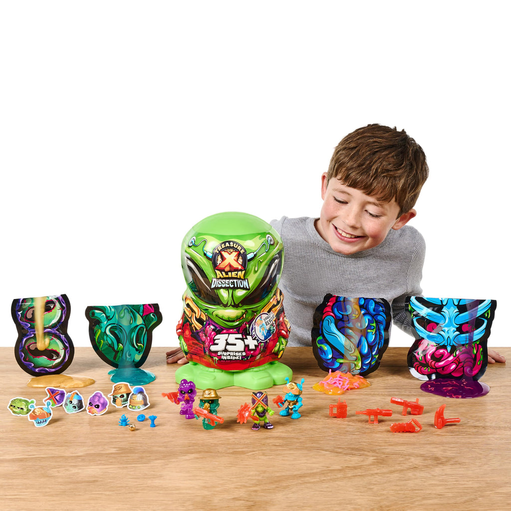 Treasure X Mega Alien Dissection with 35 Plus Surprises Inside | Dissect The 12" Tall Alien | Rescue The 4 Alien Treasure Hunters | Discover Alien Weapons, Stickers, Plus 4 Alien Treasures