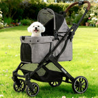 Dog Stroller with Waterproof Rain Cover, Heavy-Duty All-Terrain 4-Wheel Pet Stroller with Adjustable Sunshade Canopy, Foldable Travel Dog Strollers for Small/Medium Dogs Up to 121 lbs