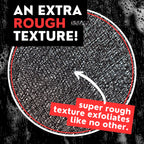 Extra Rough Exfoliating Washcloth - Extreme Body & Back Scrubber for Shower, Hygienic, Long 1 Black & 1 Grey, Men or Women, 2 Count Pack