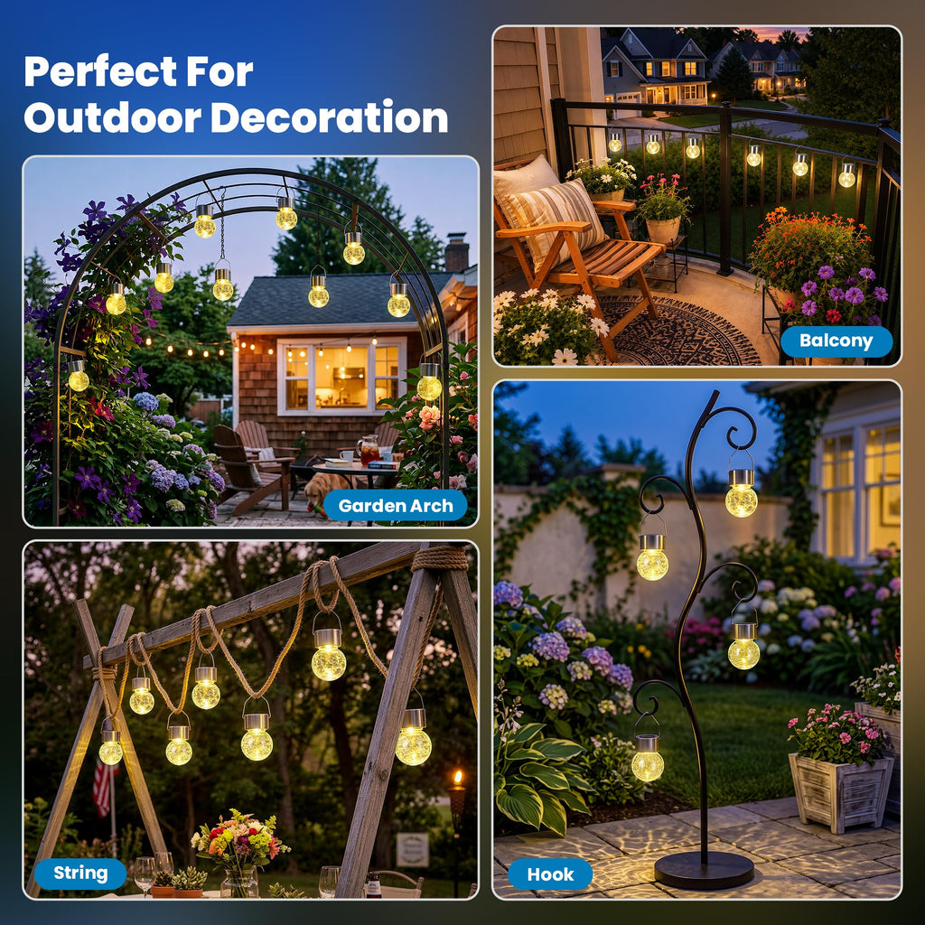 SOLPEX Hanging Solar Lights for Outside Garden Solar Hanging Lanterns 8 Pc