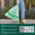 HoldOn 13-Gallon Trash Bags – Plant-based Tall Kitchen Trash Bags with Drawstring Handles for Tall Trash Bins, Heavy-duty and Compostable Large Trash Bags (40 bags)