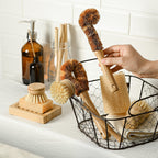 Jungle Culture® 6 Pack Bamboo Dish Brush Set for Washing Up • Natural Wooden Dish Brushes for Pans & Dishes • Eco Friendly Dish Scrubber for Bottles, Pots & Vegetables • Non Toxic & Plastic Free