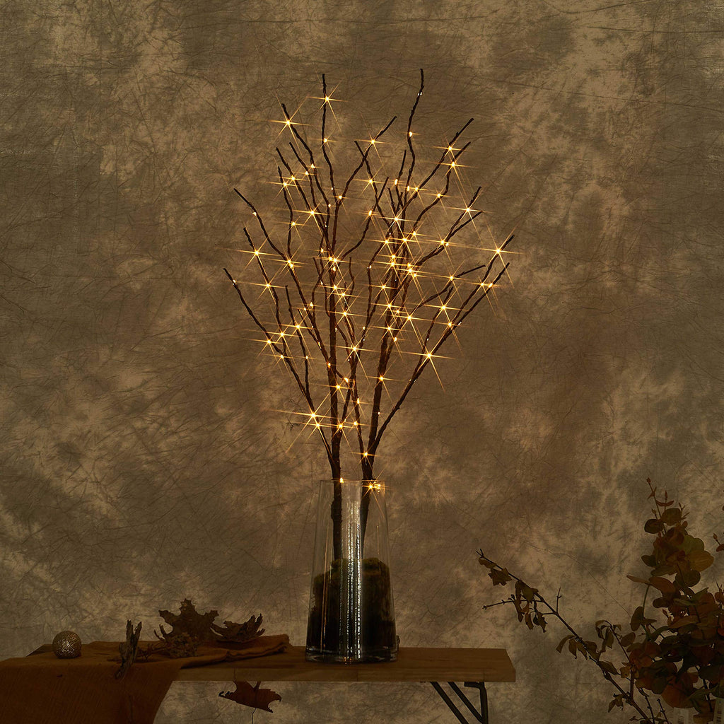 LITBLOOM Lighted Brown Willow Branches 32IN 100 LED with Timer Battery Operated, Tree Branch with Warm White Lights for Holiday Christmas Decoration Indoor Outdoor