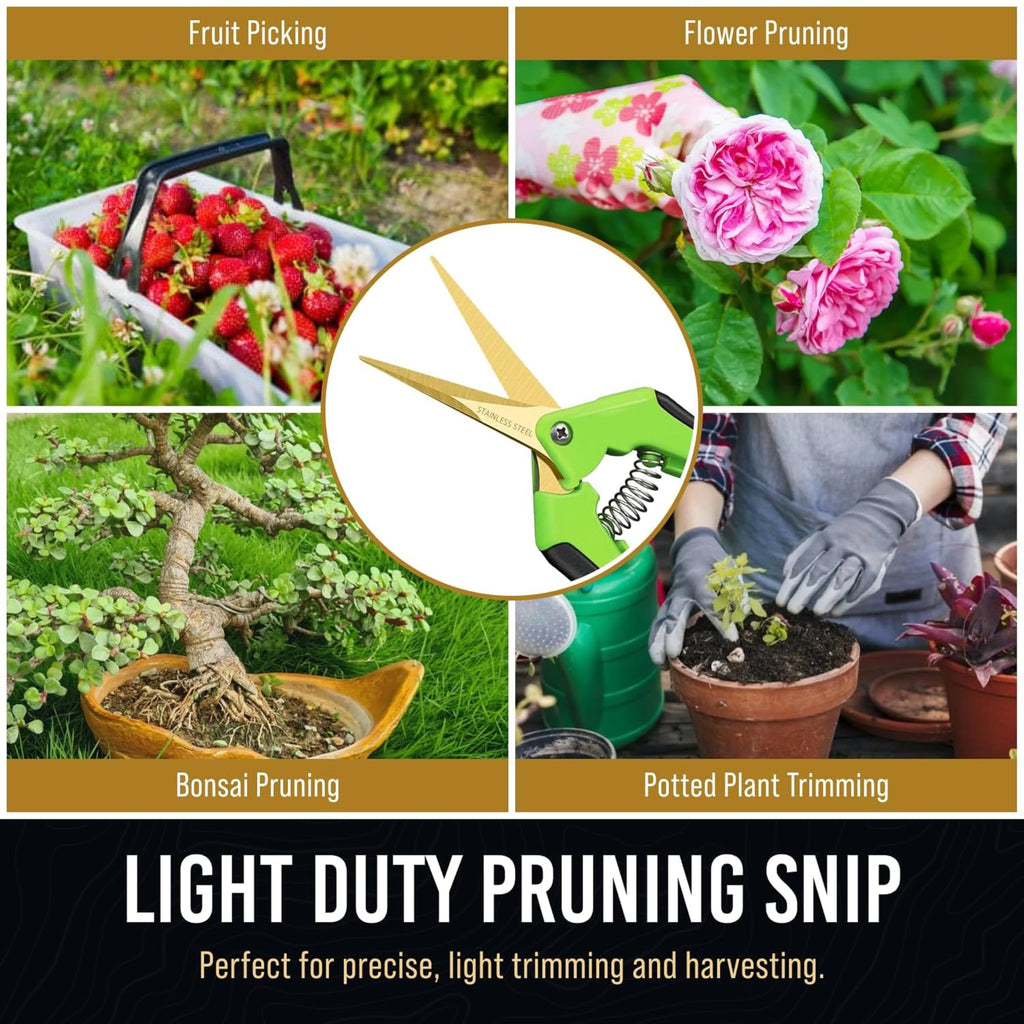 8.5" Professional Bypass Pruning Shears & Gardening Scissors Set - Super Sharp Premium Garden Shears | Pruning Shears For Gardening, Garden Hedge Clippers Handheld Pruners - Garden Scissors