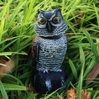 Hausse 3 Pack Bird Scarecrow Mini Fake Owl Decoy Sculpture, 8.26 inch Wagging Head Plastic Small Owl Bird Deterrents, Nature Enemy Horned Pest Repellent for Outdoor Garden Yard