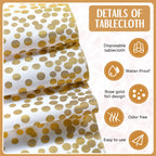 Breling 8 Pack White and Gold Tablecloths and Satin Runners Set
