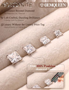 GEMQUEEN Moissanite Earrings Studs 925 Sterling Silver Hypoallergenic 2.4CT