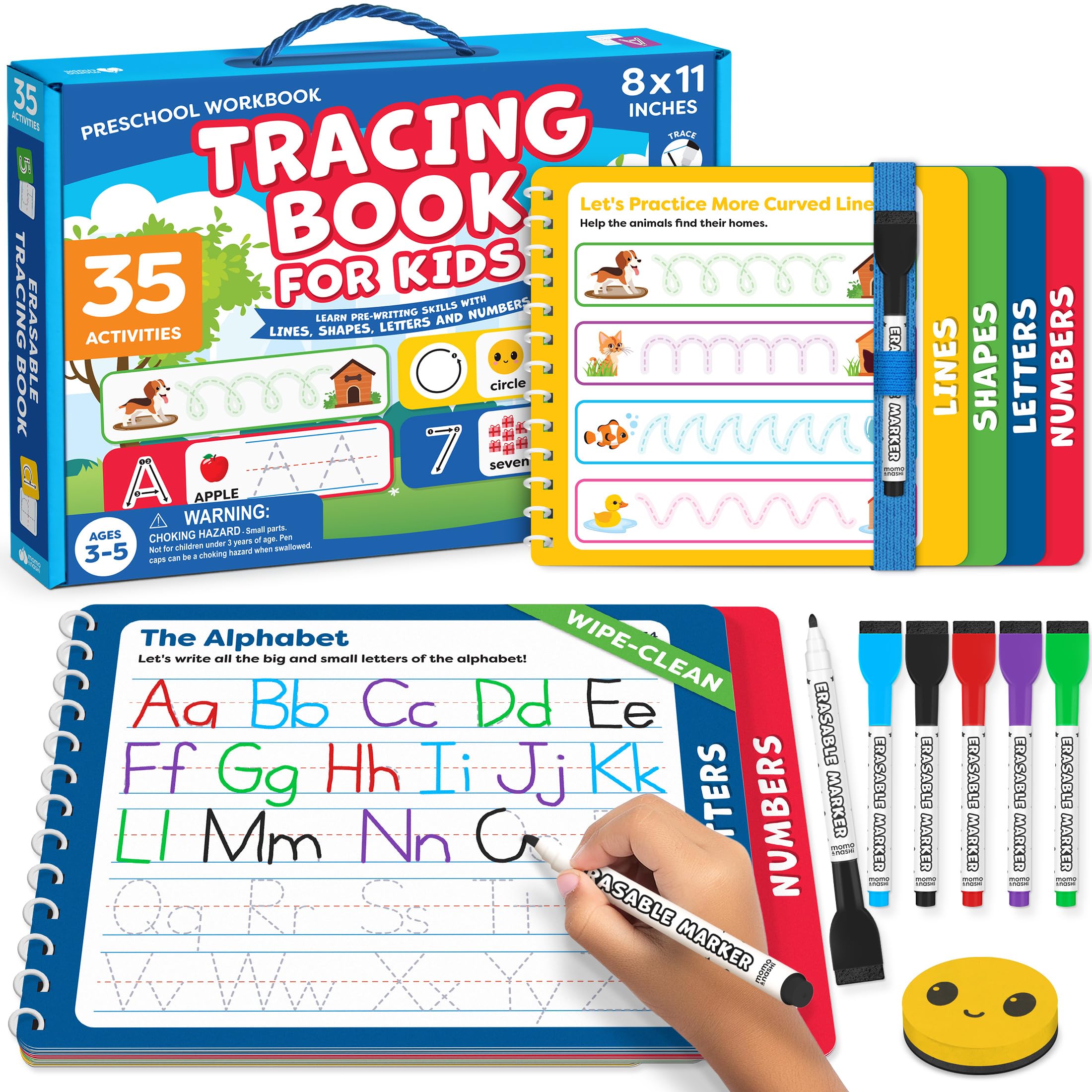 Preschool Learning Activities - Tracing Books for Kids Ages 3-5 - Toddler Handwriting Practice - Letter Tracing for Kids Preschool Kindergarten Workbooks 3-4, 4-5 - Learning Books - Back To School