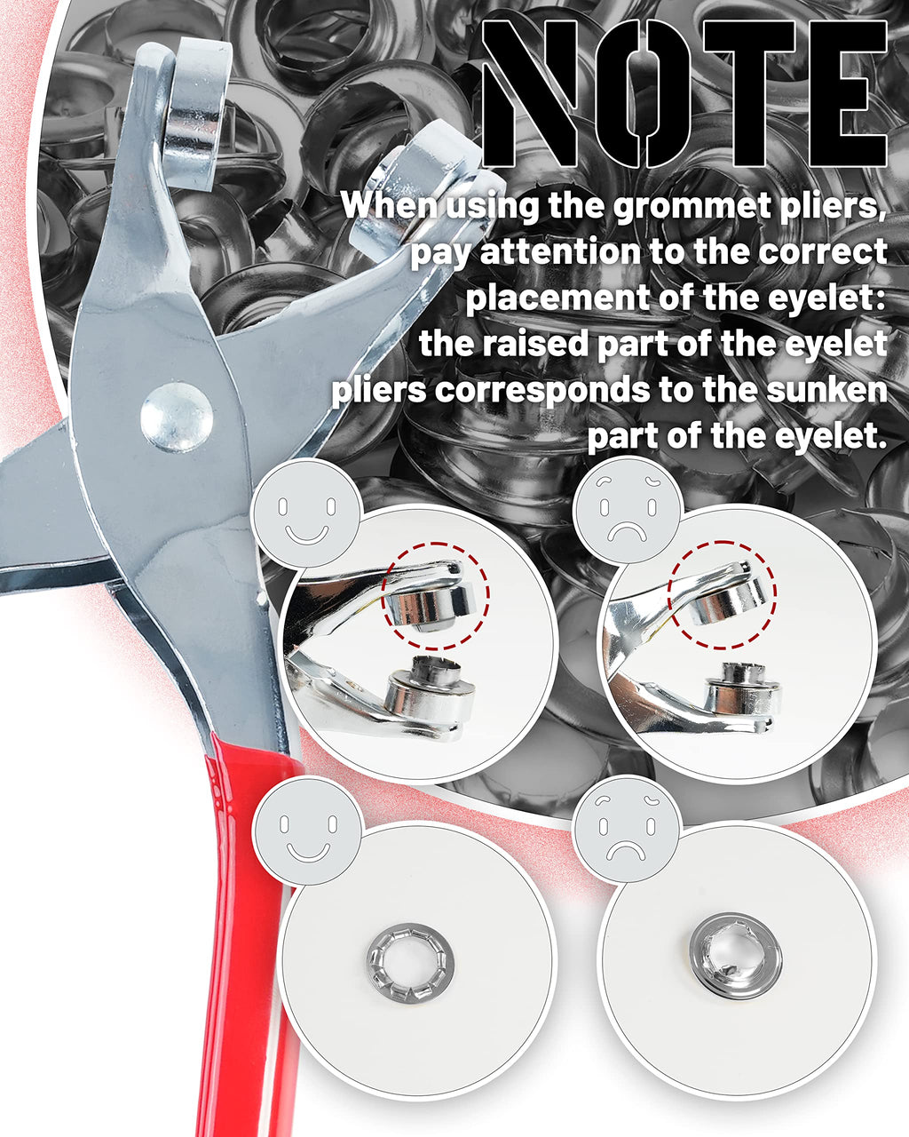 150Pcs 1/2 Inch Grommet Tool Kit, Grommet Kit, Eyelet Kit with Leather Hole Punch Pliers, 150 Metal Eyelets and Grommets for Leather, Shoes, Fabric, Belt (Silver)