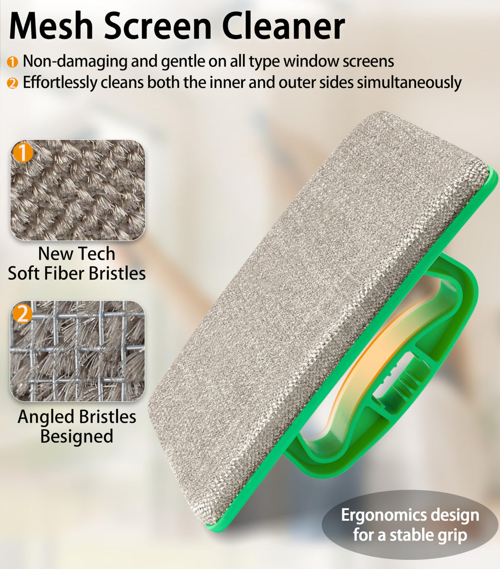 MyLifeUNIT 2 Packs Mesh Screen Cleaner, Detachable Window Screen Cleaning Brush, Window Screen Cleaners Tool with Wet and Dry Dual-Use
