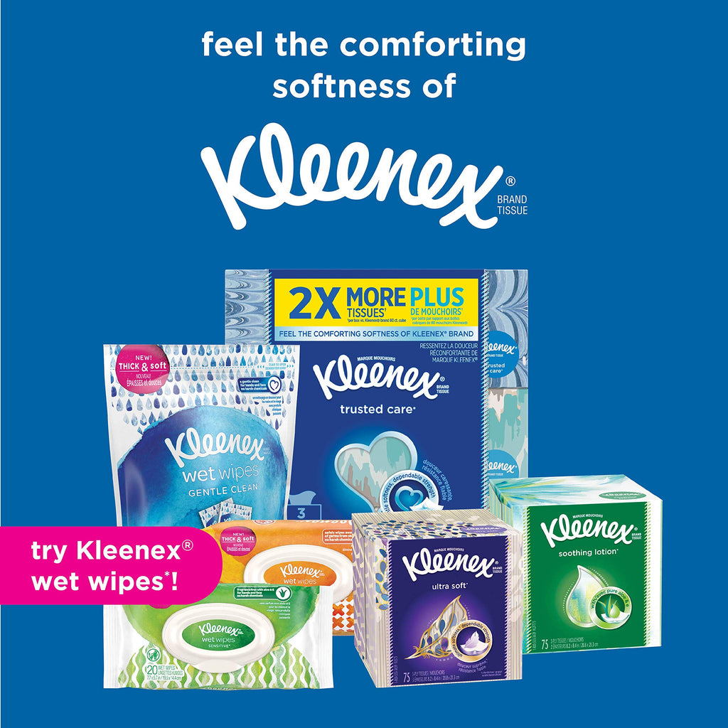 Kleenex Lotion Facial Tissue ( Designs & colors will vary ) 75 Count (Pack of 4)