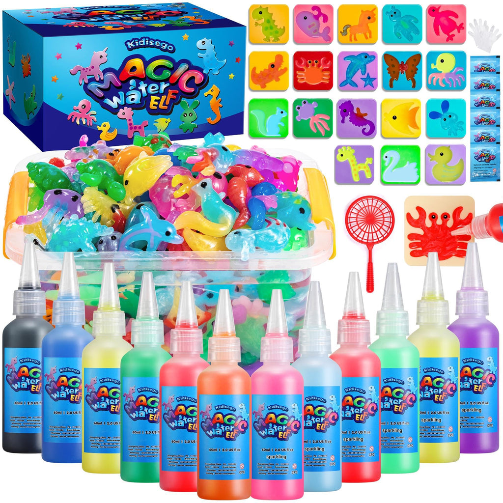 Kidisego Magic Water Elf Toy Kit, 12 Colors 18 Molds 6 Pack Powder