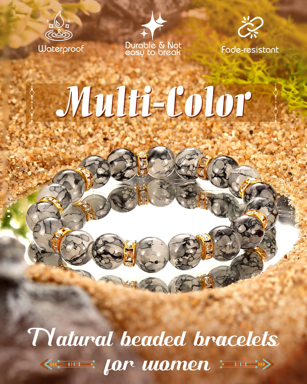 MILACOLATO 4 Sets Boho Stackable Bracelets for Women Adjustable