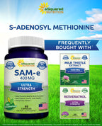 aSquared Nutrition SAM-e 400mg Supplement - 90 Capsules - Same (S-Adenosyl Methionine) to Support Mood, Joint Health, and Brain Function - Extra Strength Vegan SAM e Pills