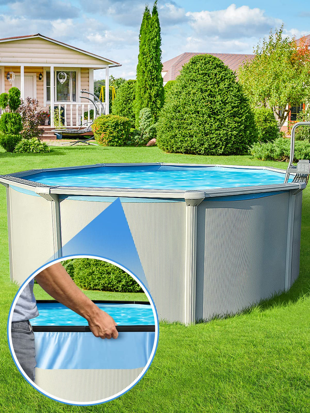 Biggun 24" Extra-Long Coping Strips for Overlap Above Ground Pool Liners - Easy to Install Swimming Pools Liner Lock Clip Replacement for 18ft/21ft Round or 12 * 24ft Oval Pool(Qty 33)