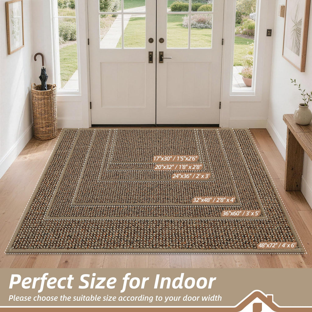 BEQHAUSE Dirt Trapper Door Mat 20" x 32", Non-Slip Washable Doormats, Beige