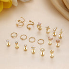 Cartilage Earring Stud for Women 14K Gold Plated Opal Flat Back Earrings