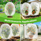 4PCS 4Ft × 5Ft Fruit Tree Netting with Zipper and Drawstring, 60 Mesh Thickened Garden Bird Netting for Blueberry Bushes, Fruits, Vegetables, Insect Bird Barrier Mesh Protective Cover