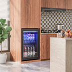 Manastin Beverage Refrigerator Cooler-70 Cans Mini Fridge Freestanding Cooler with Glass Door, Adjustable Shelves & Digital Temperature Display for Soda, Wine or Beer (Black, 1.77 Cu.Ft)