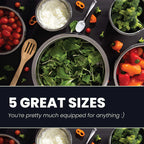 WHYSKO Meal Prep Stainless Steel Mixing Bowls Set, Home, Refrigerator, and Kitchen Food Storage Organizers | Ecofriendly, Reusable, Heavy Duty (Black)