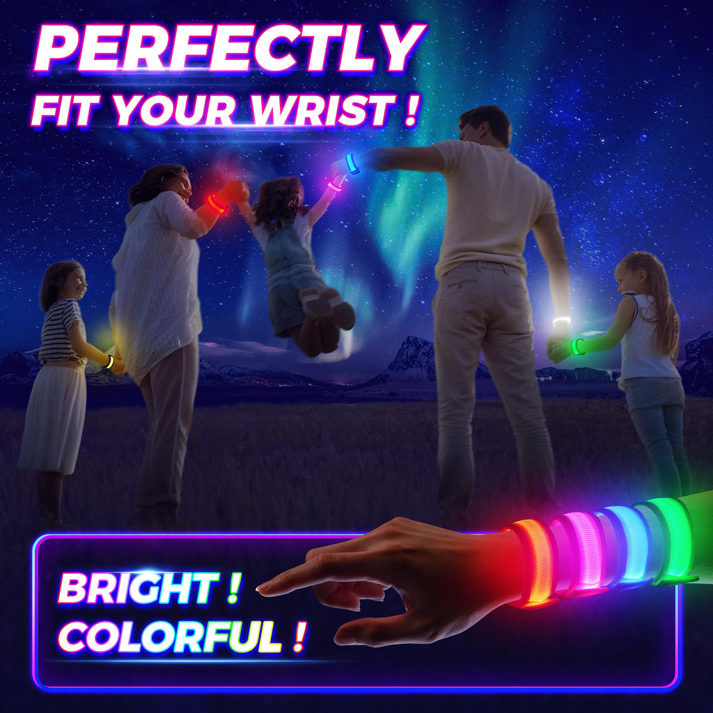 FANL 8 Pack LED Glow Bracelets, 8 Colors, Light Up Party Favors