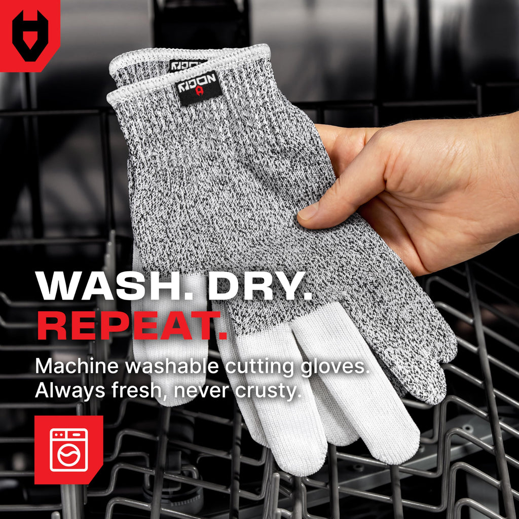 NoCry Cut Resistant Work Gloves for Women and Men, with Reinforced Fingers; Comfortable, 100% Food Grade Kitchen Cooking Hand Protection; Ambidextrous Safety Gear for Cutting; Level 5 Protection