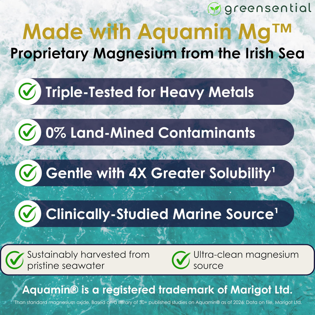 Greensential 5-in-1 Magnesium Complex 500mg | 2-Month Supply | Glycinate, Citrate, Malate, Oxide & Aquamin® | for Sleep, Muscle & Heart Support | High Absorption, 120 Capsules