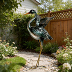 chisheen Crane Garden Statue Metal Heron Outdoor Decor Yard Art Bird Gift