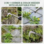 FIMXSD Crack Weeder Tool, 59-Inch Long Handle Crevice Weeding Tool with L-Shaped Stainless Steel Blade, Manual Weed Puller for Sidewalk, Driveway, Pavers, Patio and Deck Edges