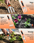 HaSteeL 9-Piece Stainless Steel Garden Hand Tools Set for Planting