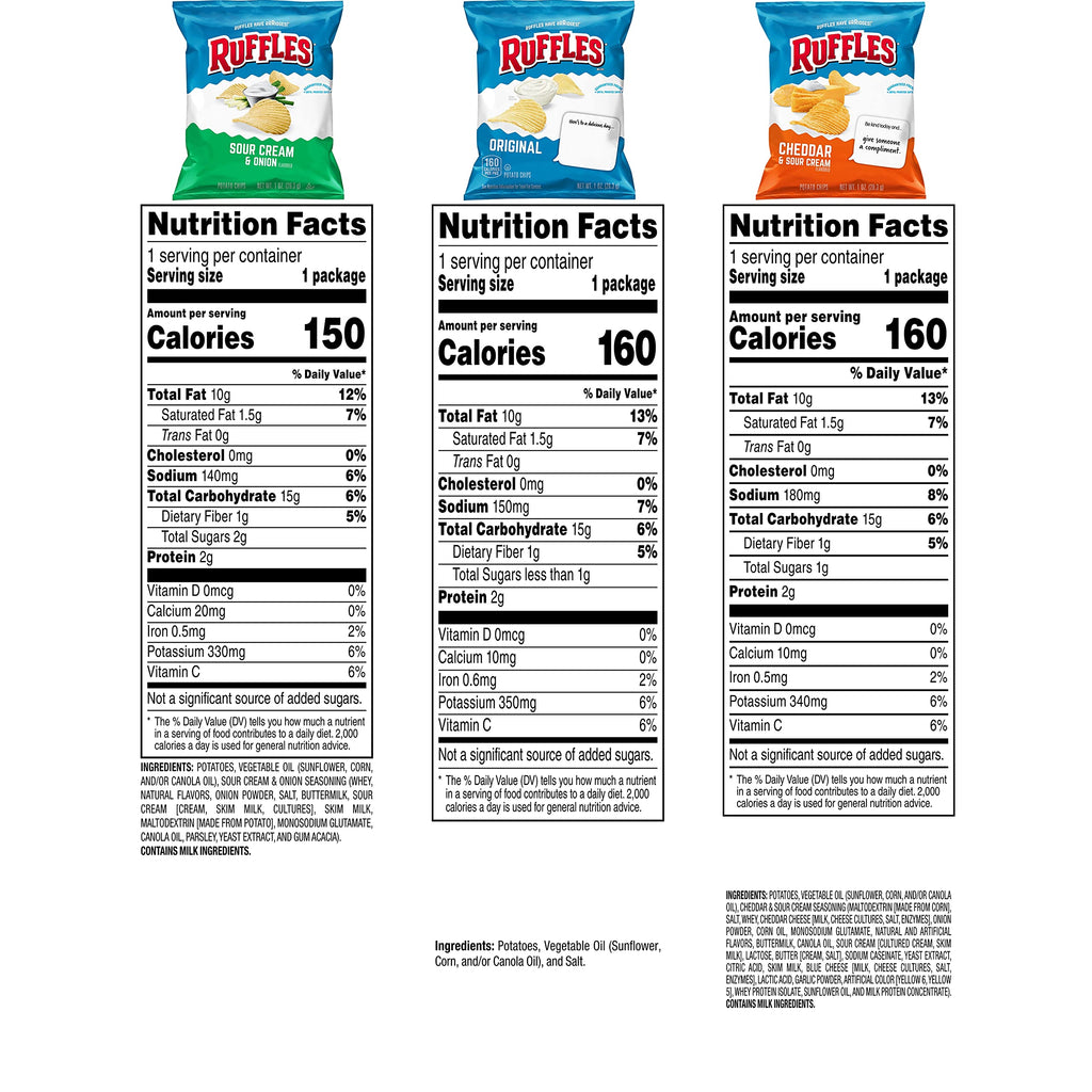 Ruffles Potato Chips Variety Pack, 40 Count