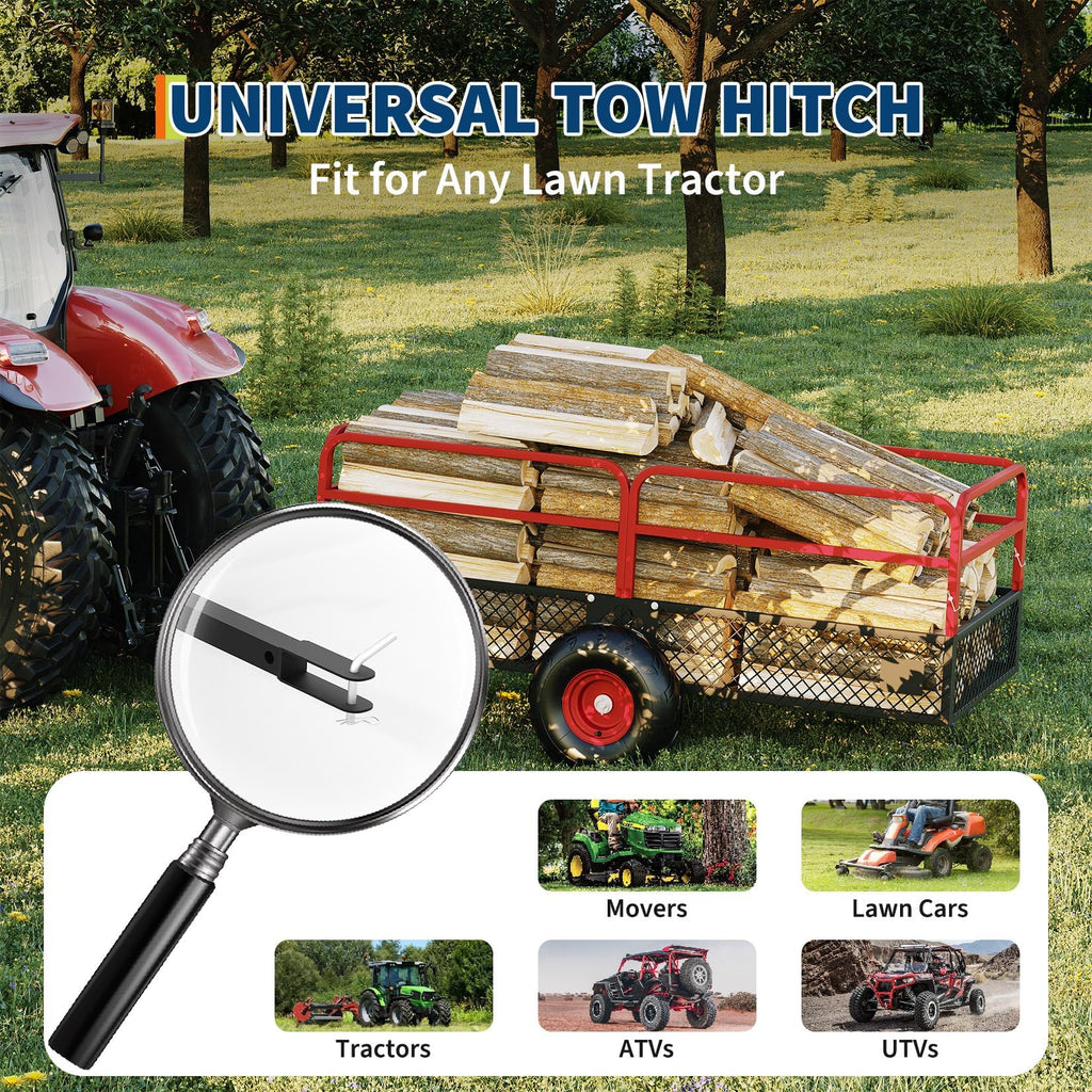GarveeLife ATV UTV Tow Behind Dump Trailer 1600 lbs 22 Cubic Feet, Red